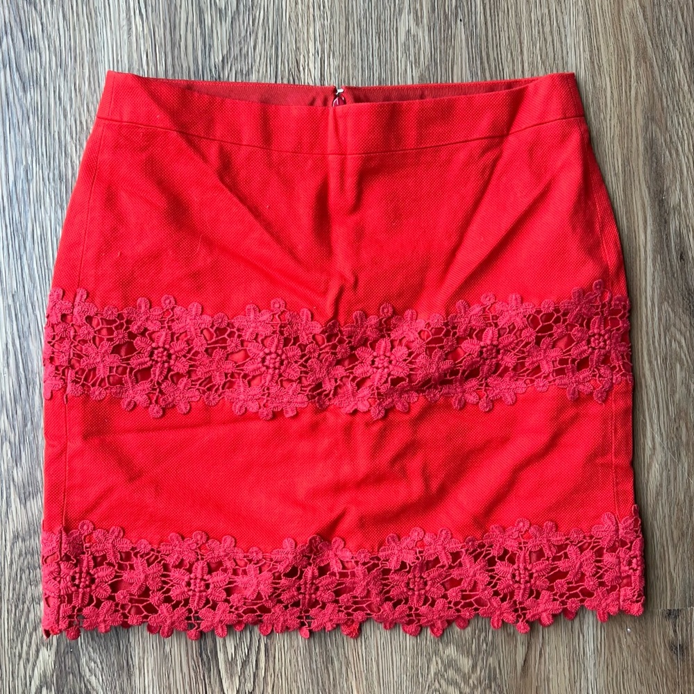 Red lace skirt